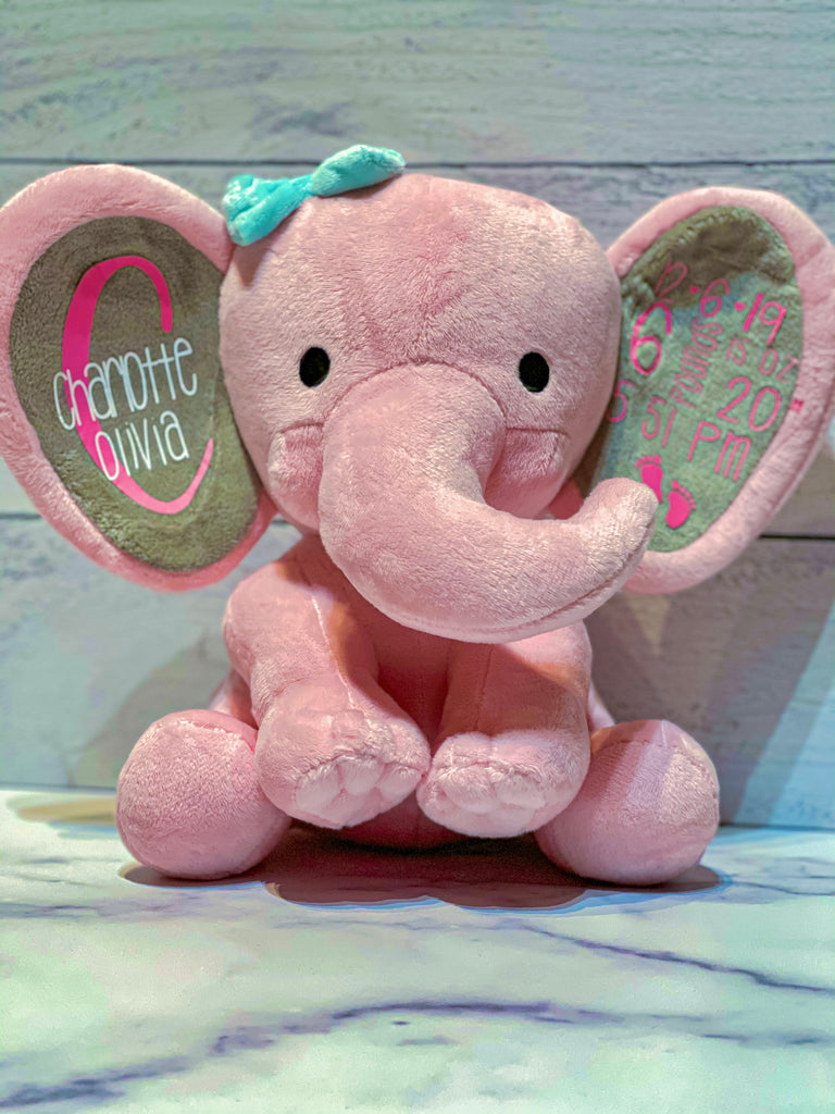 Plush Stuffed Elephant Birth Stats - Greyson & Company